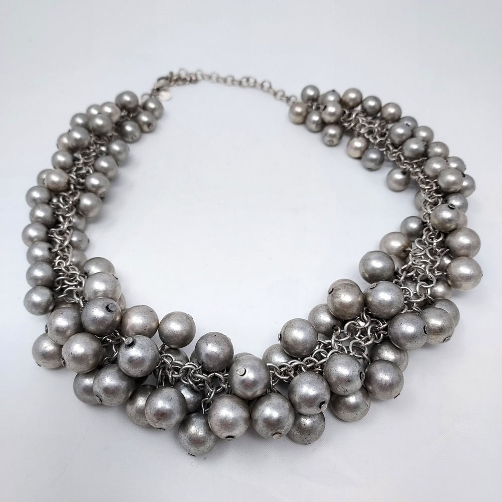 Premier Designs "Showstopper" Necklace Statement Chunky Gunmetal Beads up to 20"